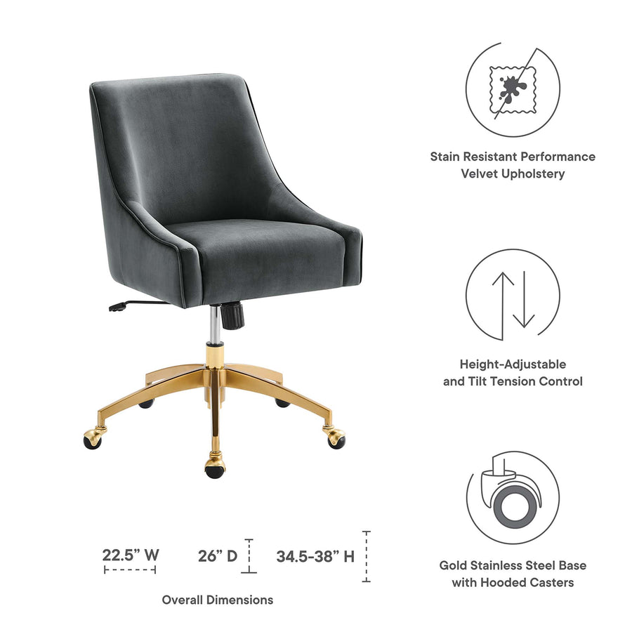 Pierce Performance Velvet Office Chair in Gray