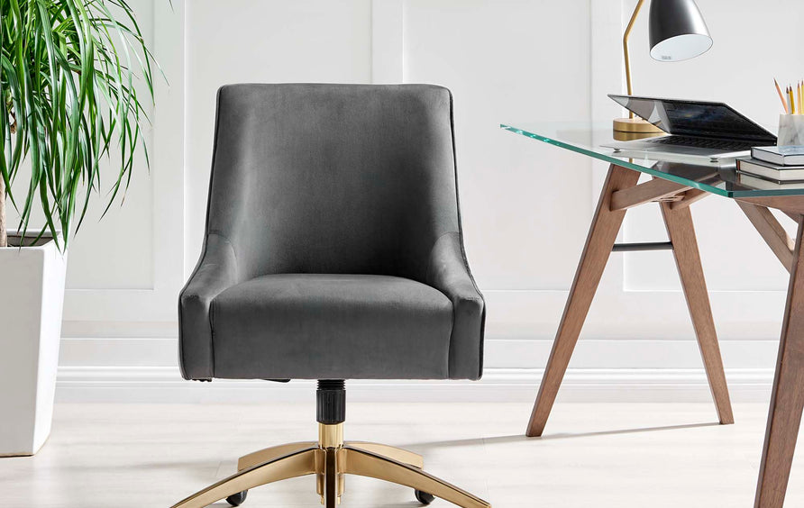 Pierce Performance Velvet Office Chair in Gray
