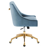 Pierce Performance Velvet Office Chair in Light Blue