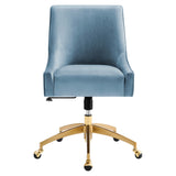 Pierce Performance Velvet Office Chair in Light Blue