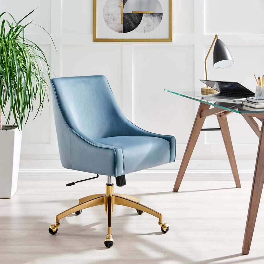 Pierce Performance Velvet Office Chair in Light Blue
