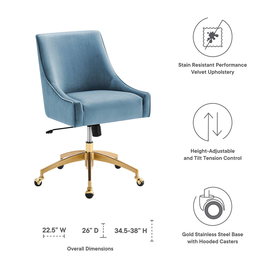 Pierce Performance Velvet Office Chair in Light Blue