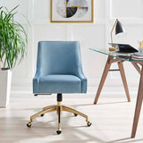Pierce Performance Velvet Office Chair in Light Blue