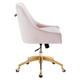 Pierce Performance Velvet Office Chair in Pink