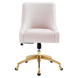 Pierce Performance Velvet Office Chair in Pink