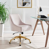 Pierce Performance Velvet Office Chair in Pink