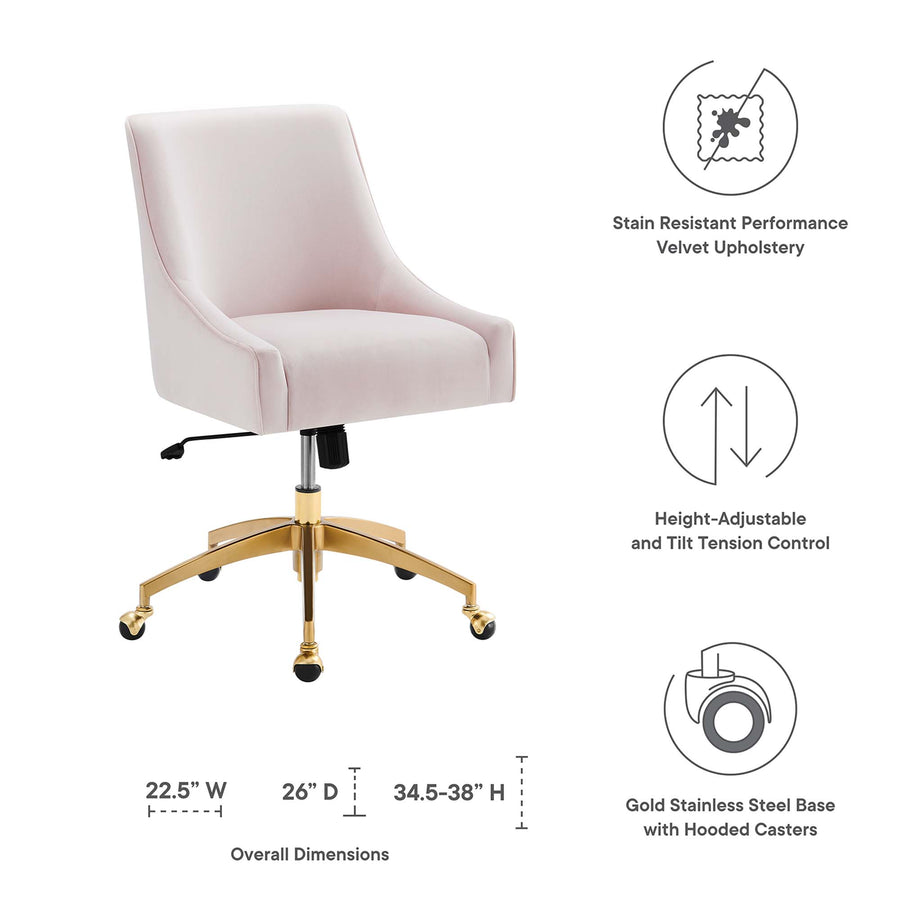 Pierce Performance Velvet Office Chair in Pink