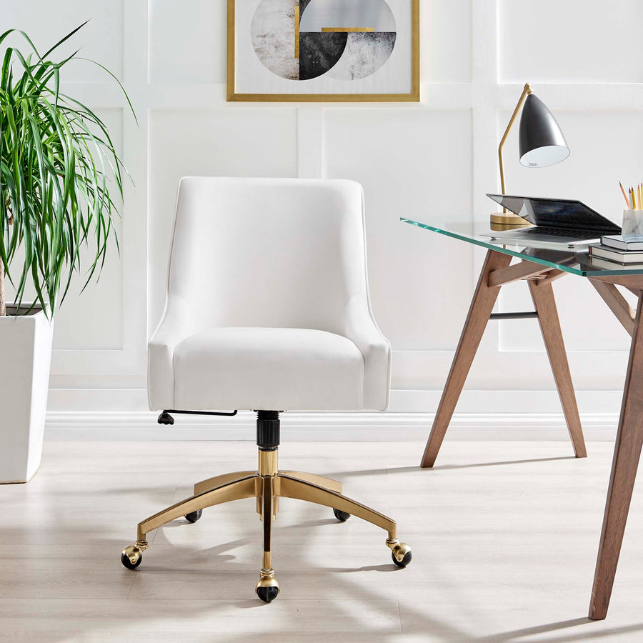 Pierce Performance Velvet Office Chair in White