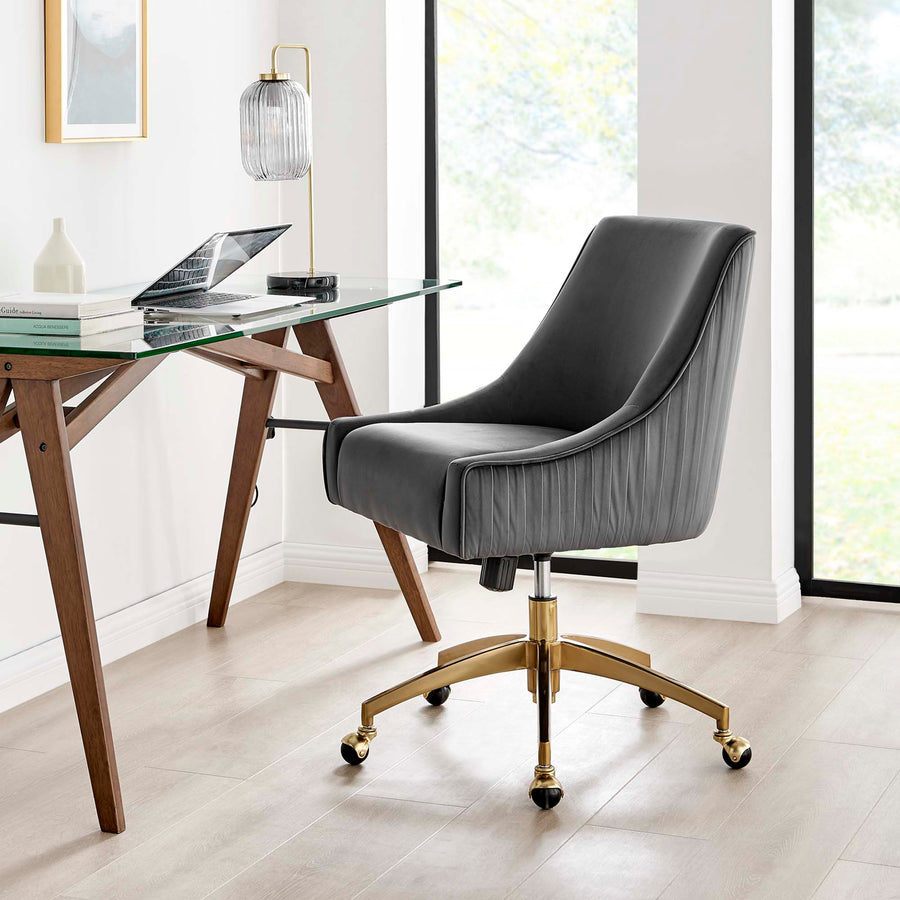 Pierce Performance Velvet Office Chair in Gray