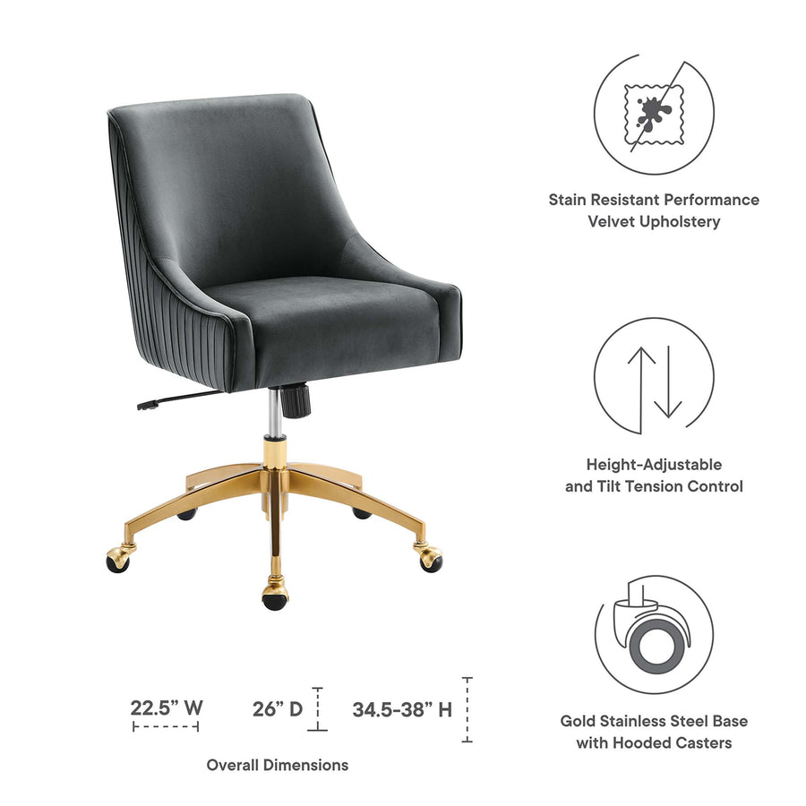 Pierce Performance Velvet Office Chair in Gray