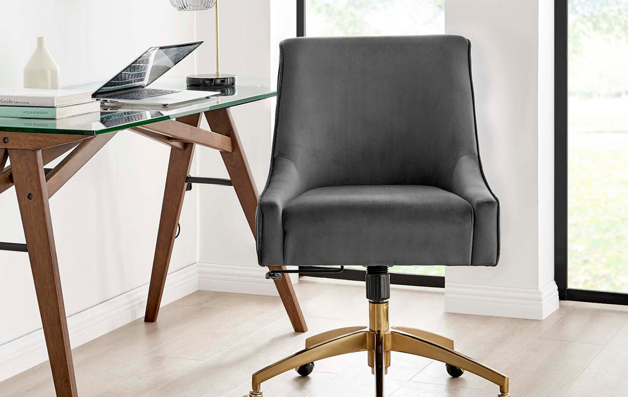 Pierce Performance Velvet Office Chair in Gray
