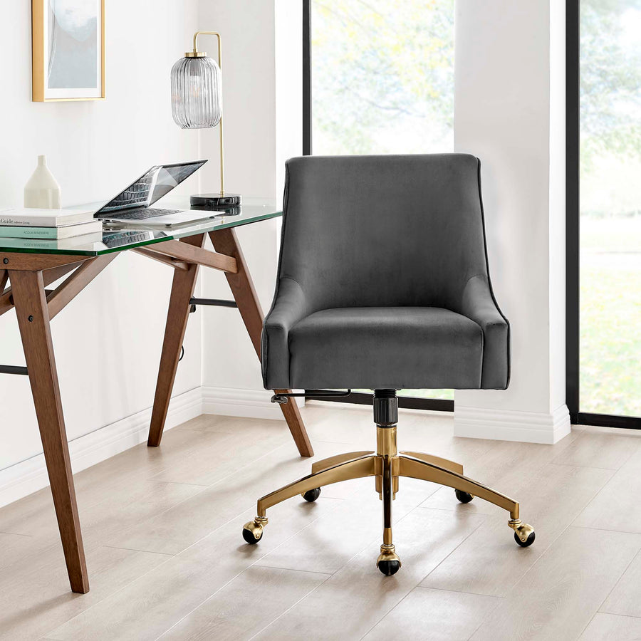Pierce Performance Velvet Office Chair in Gray