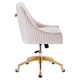 Pierce Performance Velvet Office Chair in Pink