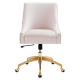 Pierce Performance Velvet Office Chair in Pink