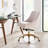 Pierce Performance Velvet Office Chair in Pink