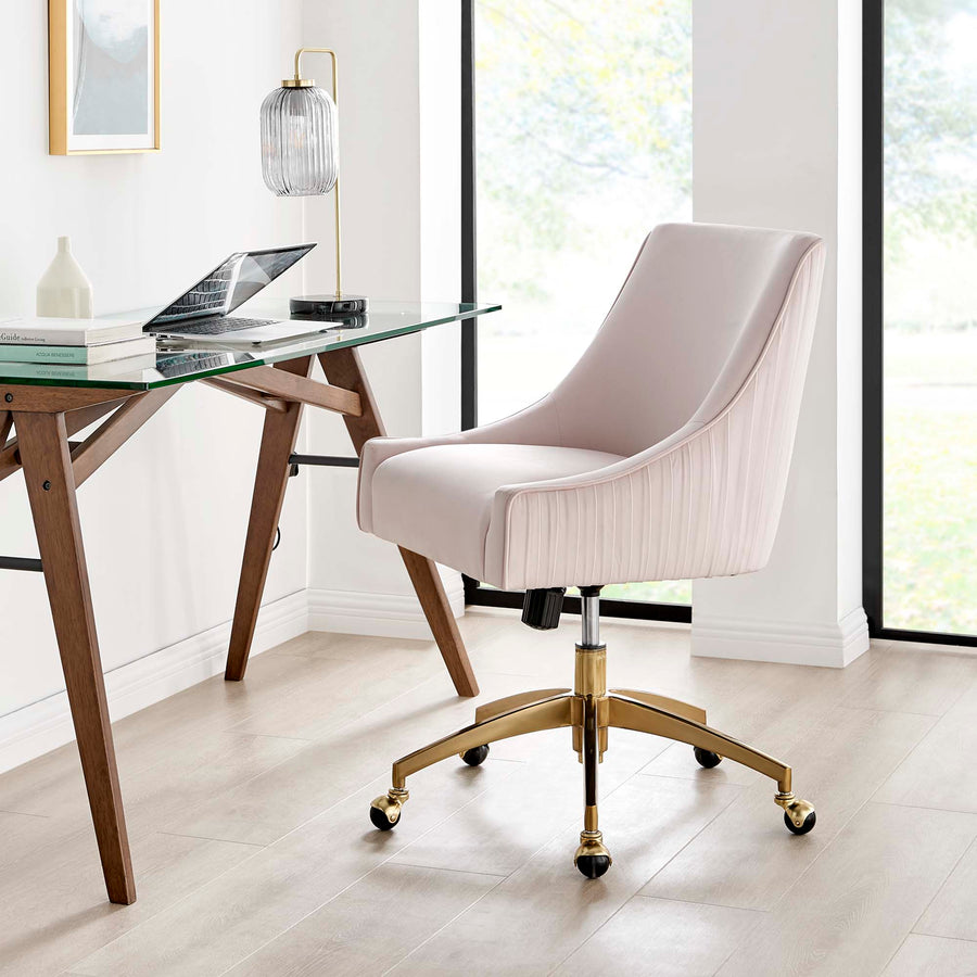 Pierce Performance Velvet Office Chair in Pink