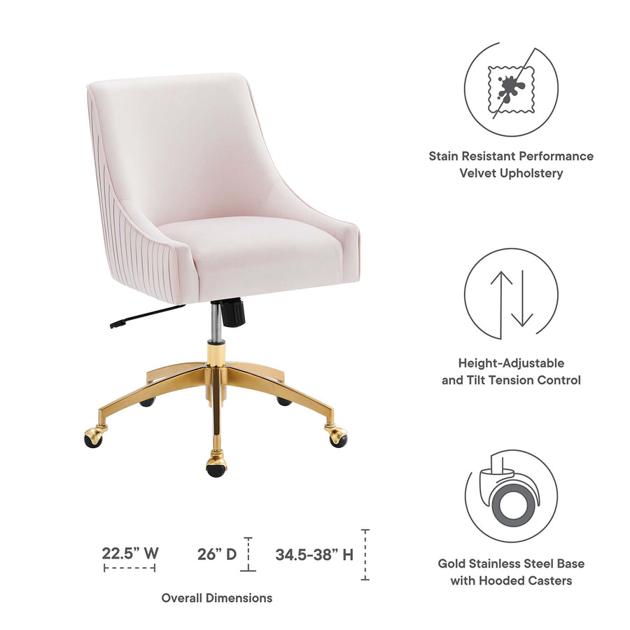 Pierce Performance Velvet Office Chair in Pink