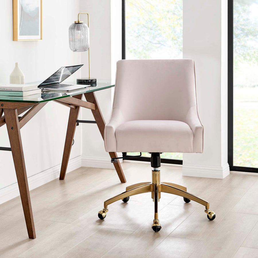 Pierce Performance Velvet Office Chair in Pink