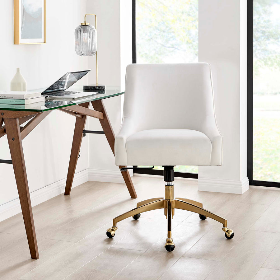 Pierce Performance Velvet Office Chair in White
