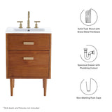 Arbor 24" Teak Wood Bathroom Vanity Cabinet (Sink Basin Not Included) in Natural