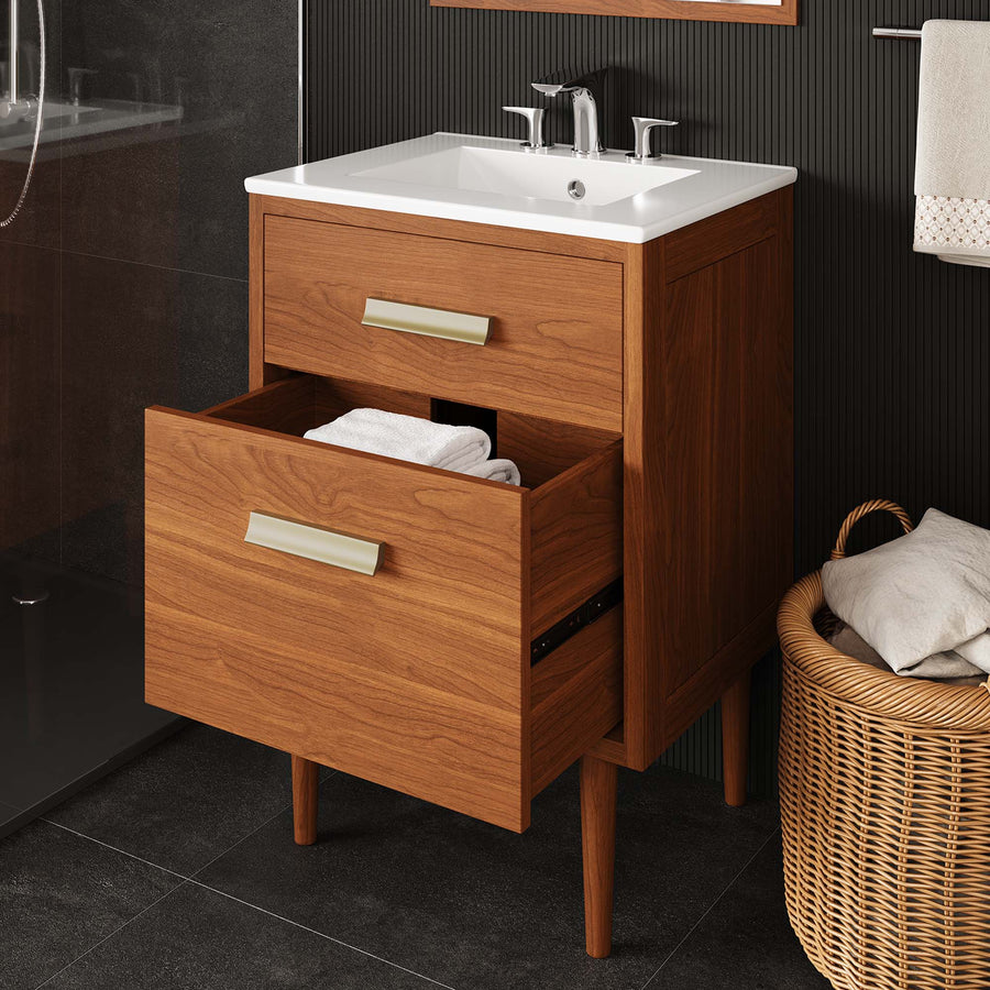 Arbor 24" Teak Wood Bathroom Vanity Cabinet (Sink Basin Not Included) in Natural