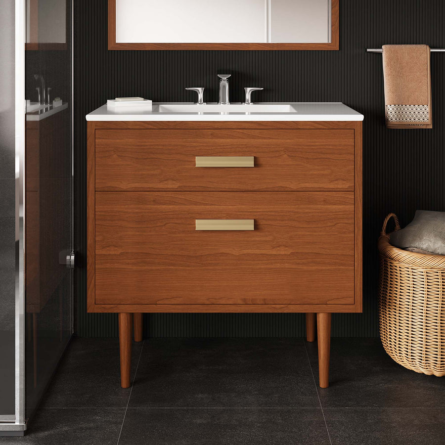 Arbor 36" Teak Wood Bathroom Vanity Cabinet (Sink Basin Not Included) in Natural