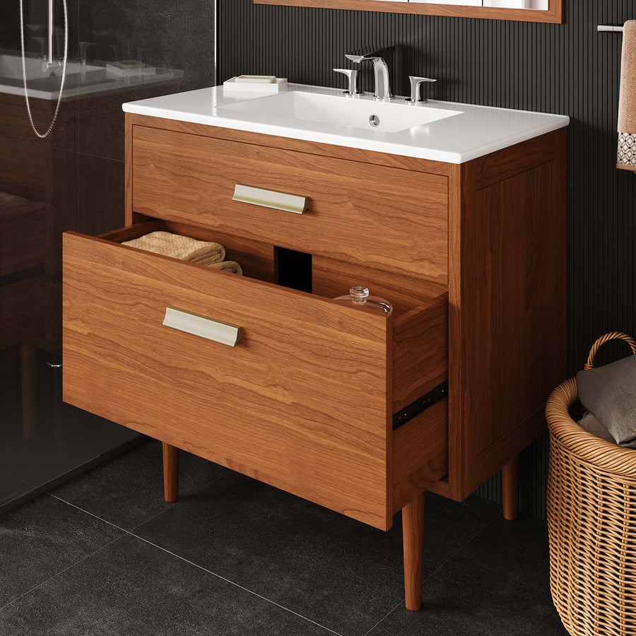 Arbor 36" Teak Wood Bathroom Vanity Cabinet (Sink Basin Not Included) in Natural