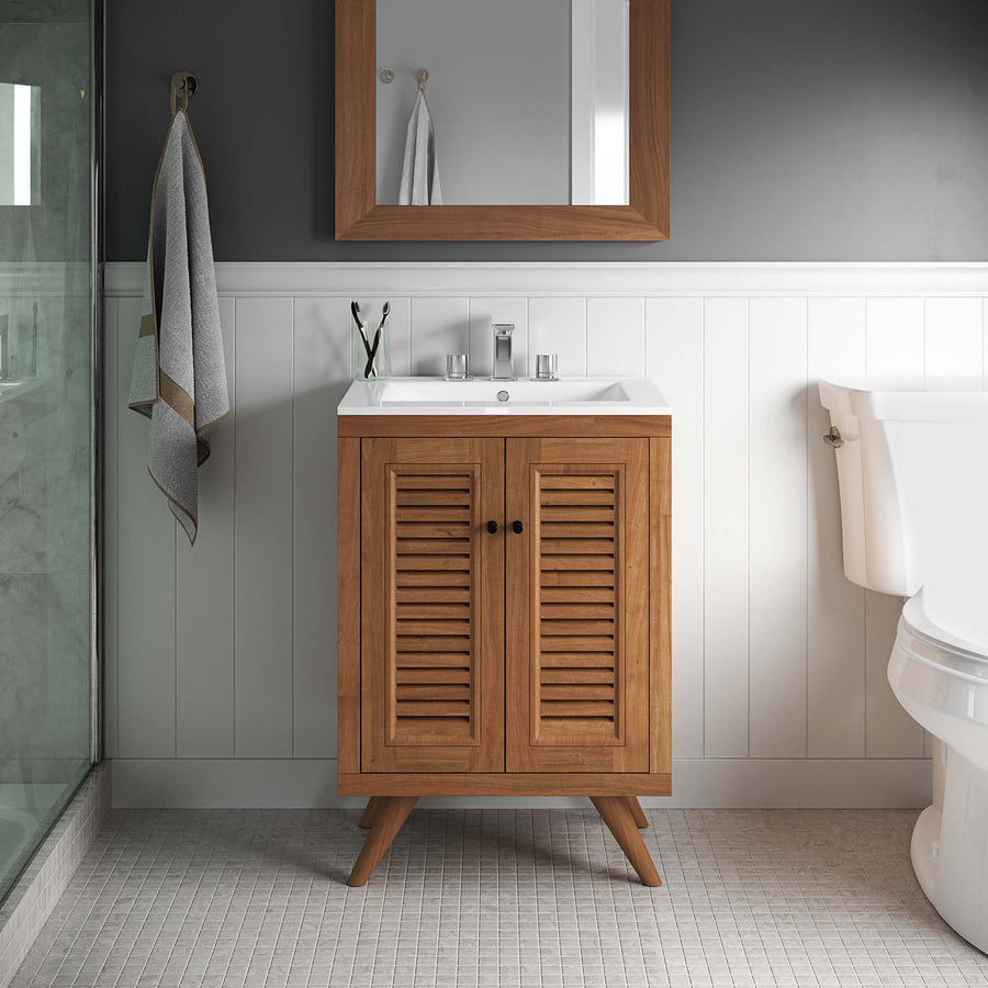 Veranda 24" Teak Wood Bathroom Vanity Cabinet (Sink Basin Not Included) in Natural