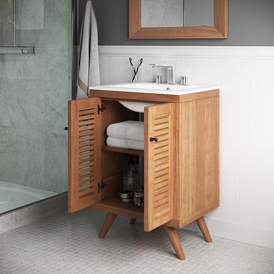 Veranda 24" Teak Wood Bathroom Vanity Cabinet (Sink Basin Not Included) in Natural