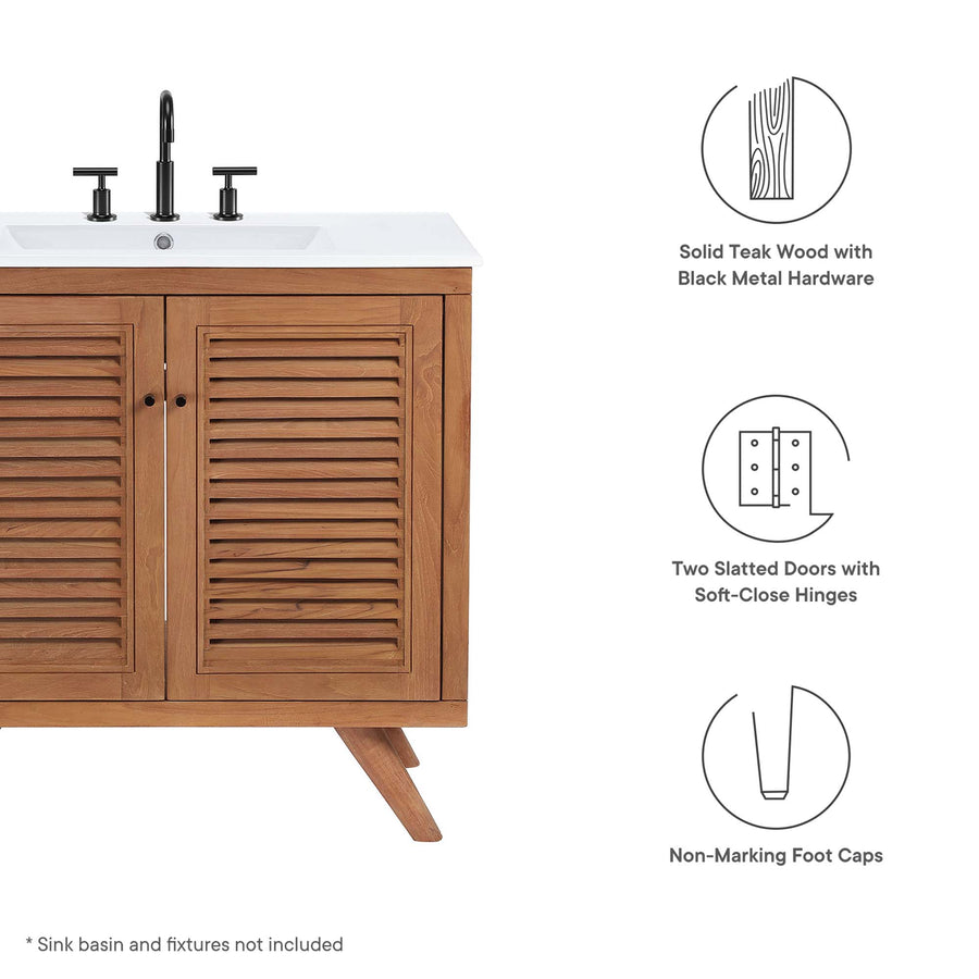 Veranda 36" Teak Wood Bathroom Vanity Cabinet (Sink Basin Not Included) in Natural