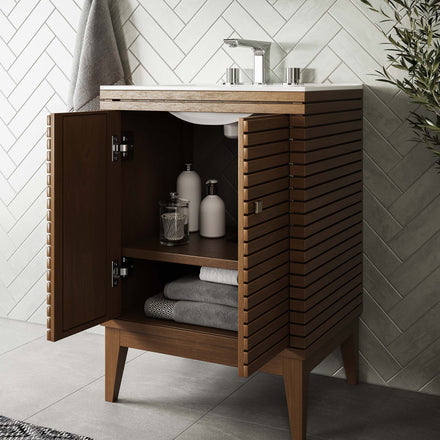 Ledger 24" Wood Bathroom Vanity Cabinet (Sink Basin Not Included) in Walnut
