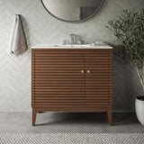Hearth 36" Wood Bathroom Vanity Cabinet (Sink Basin Not Included) in Walnut