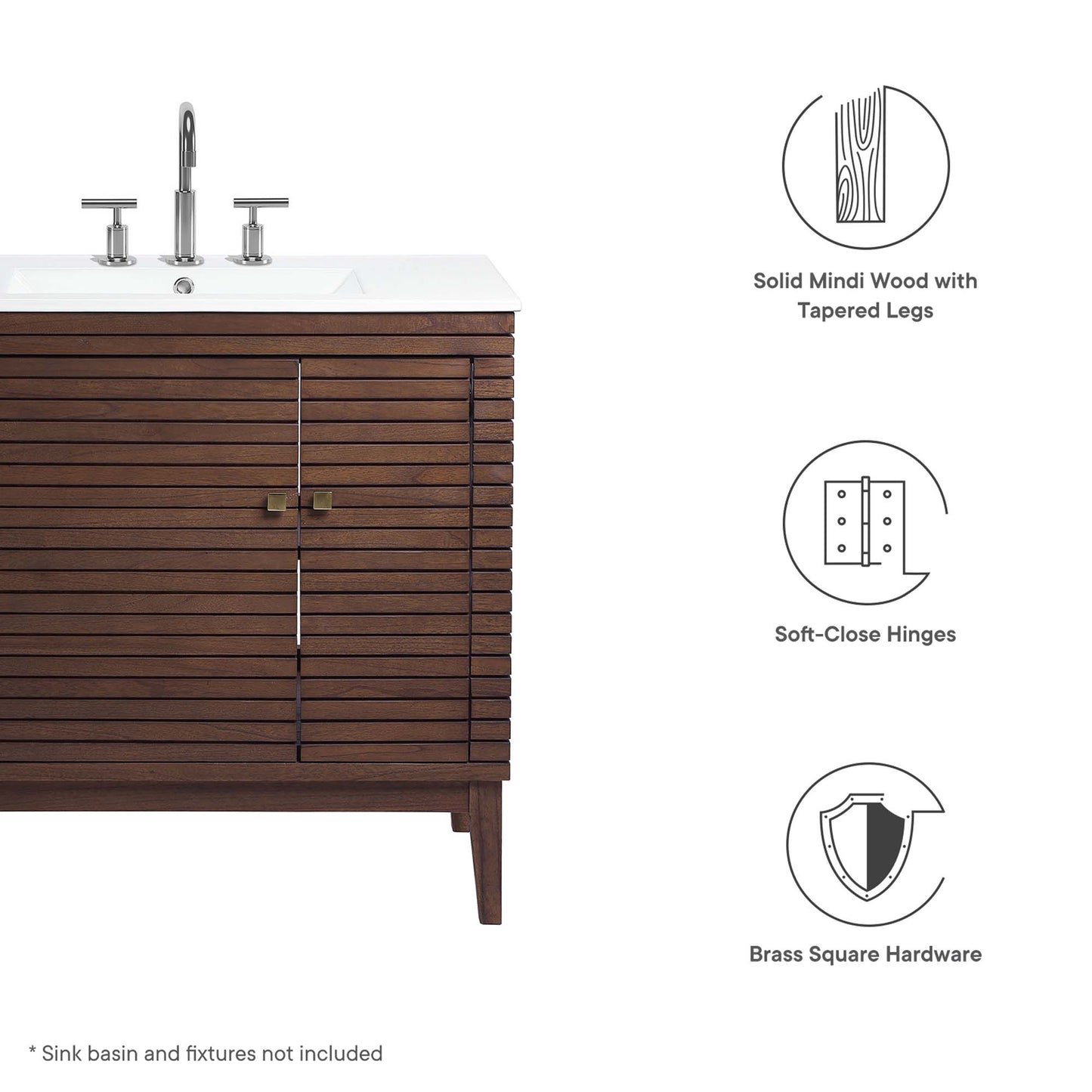 Ledger 36" Wood Bathroom Vanity Cabinet (Sink Basin Not Included) by Furniture For America