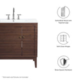 Hearth 36" Wood Bathroom Vanity Cabinet (Sink Basin Not Included) in Walnut
