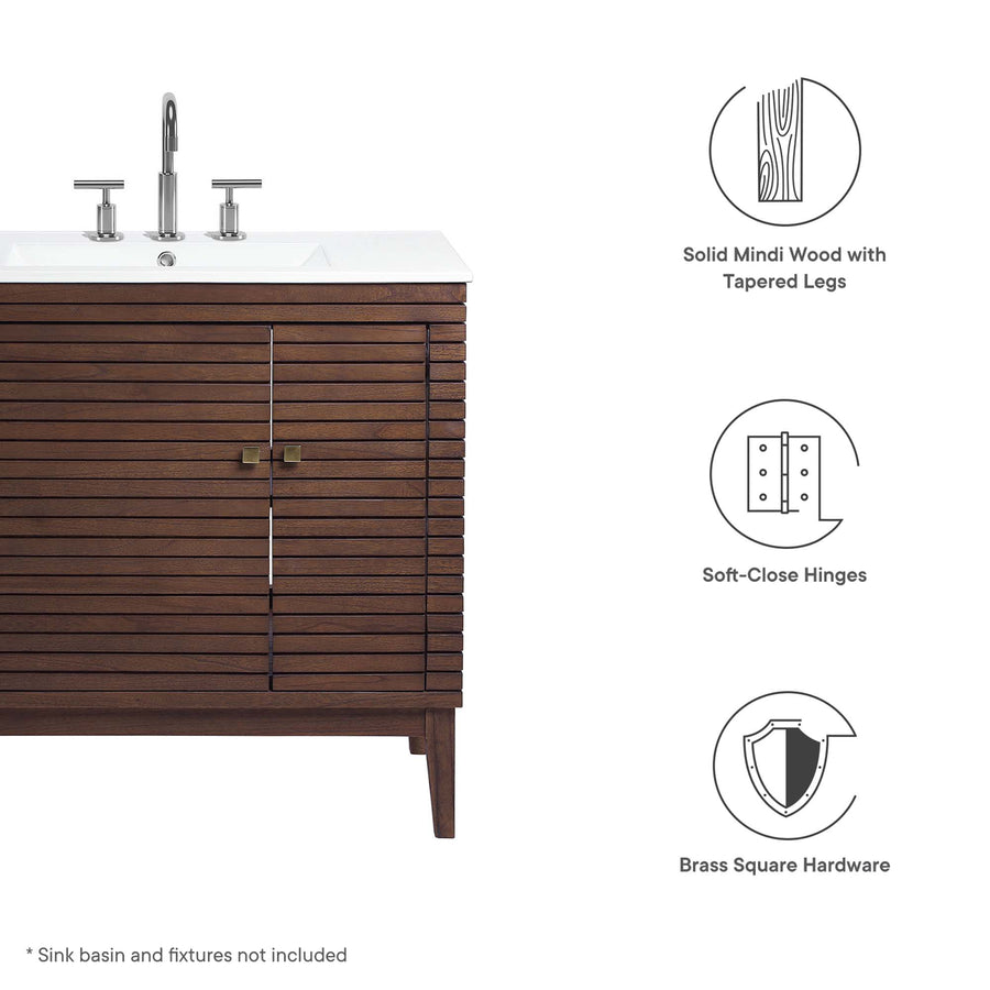Hearth 36" Wood Bathroom Vanity Cabinet (Sink Basin Not Included) in Walnut