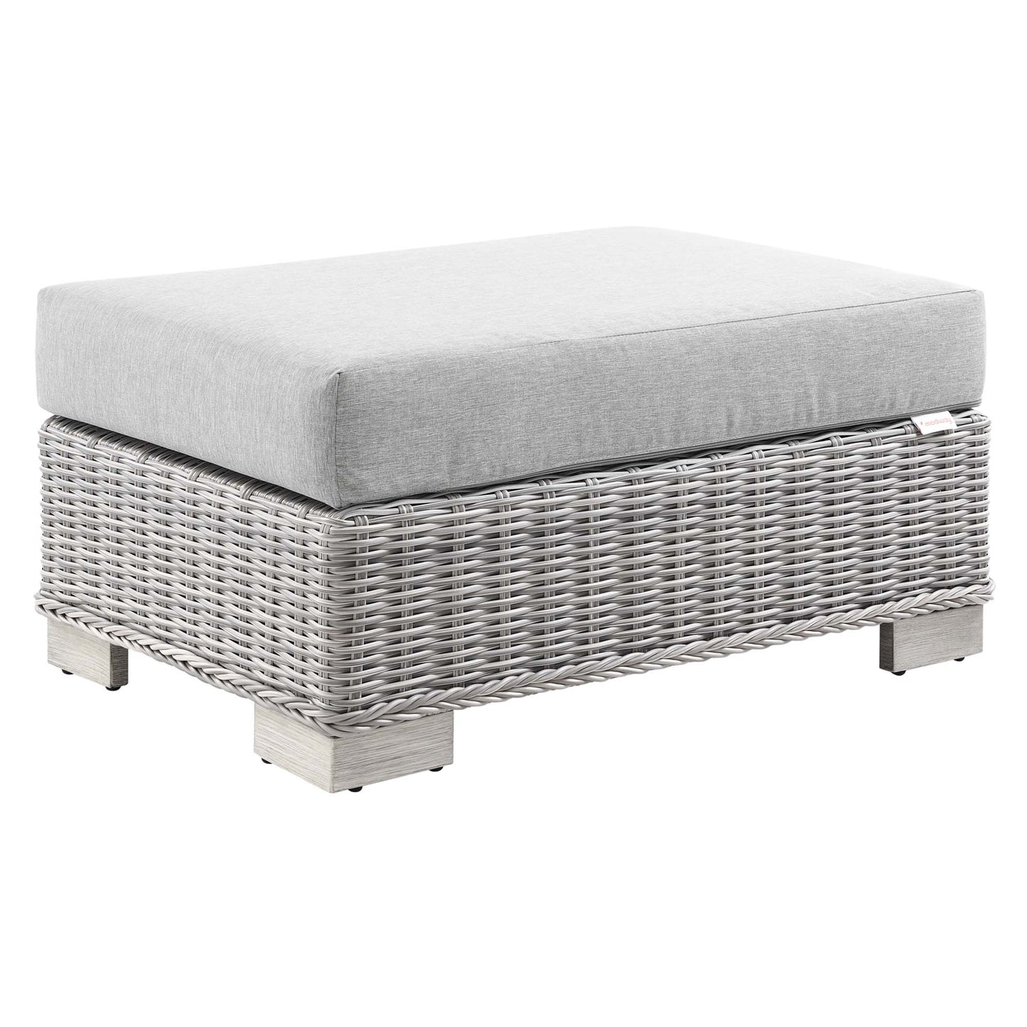 Conway 2-Piece Outdoor Patio Wicker Rattan Armchair and Ottoman Set by Furniture For America