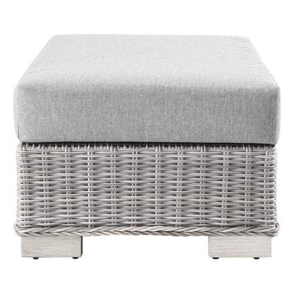 Conway 2-Piece Outdoor Patio Wicker Rattan Armchair and Ottoman Set by Furniture For America