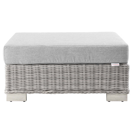 Conway 2-Piece Outdoor Patio Wicker Rattan Armchair and Ottoman Set in Light Gray Gray