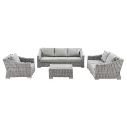 Conway 4-Piece Outdoor Patio Wicker Rattan Furniture Set by Furniture For America