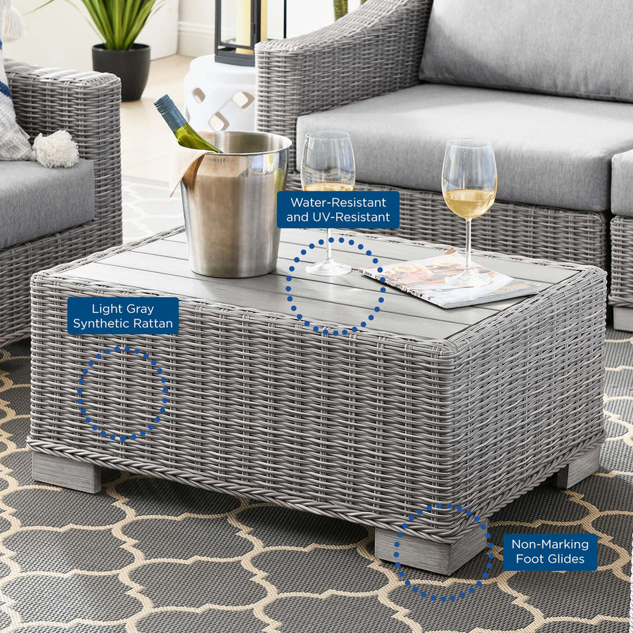 Harlow 4-Piece Outdoor Patio Wicker Rattan Furniture Set in Light Gray Gray
