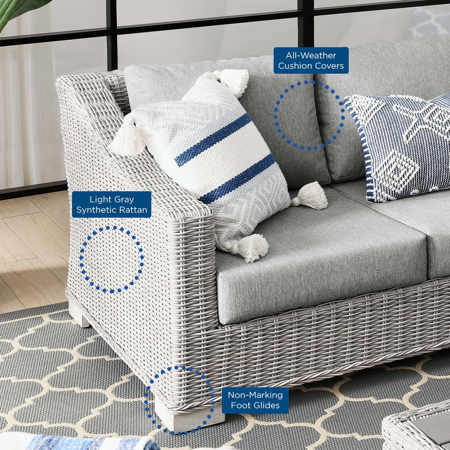 Conway 4-Piece Outdoor Patio Wicker Rattan Furniture Set by Furniture For America