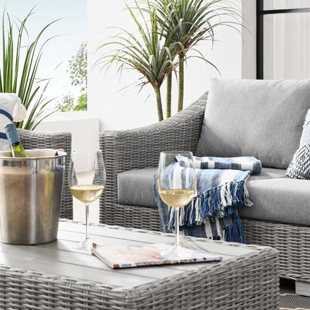 Conway 4-Piece Outdoor Patio Wicker Rattan Furniture Set in Light Gray Gray