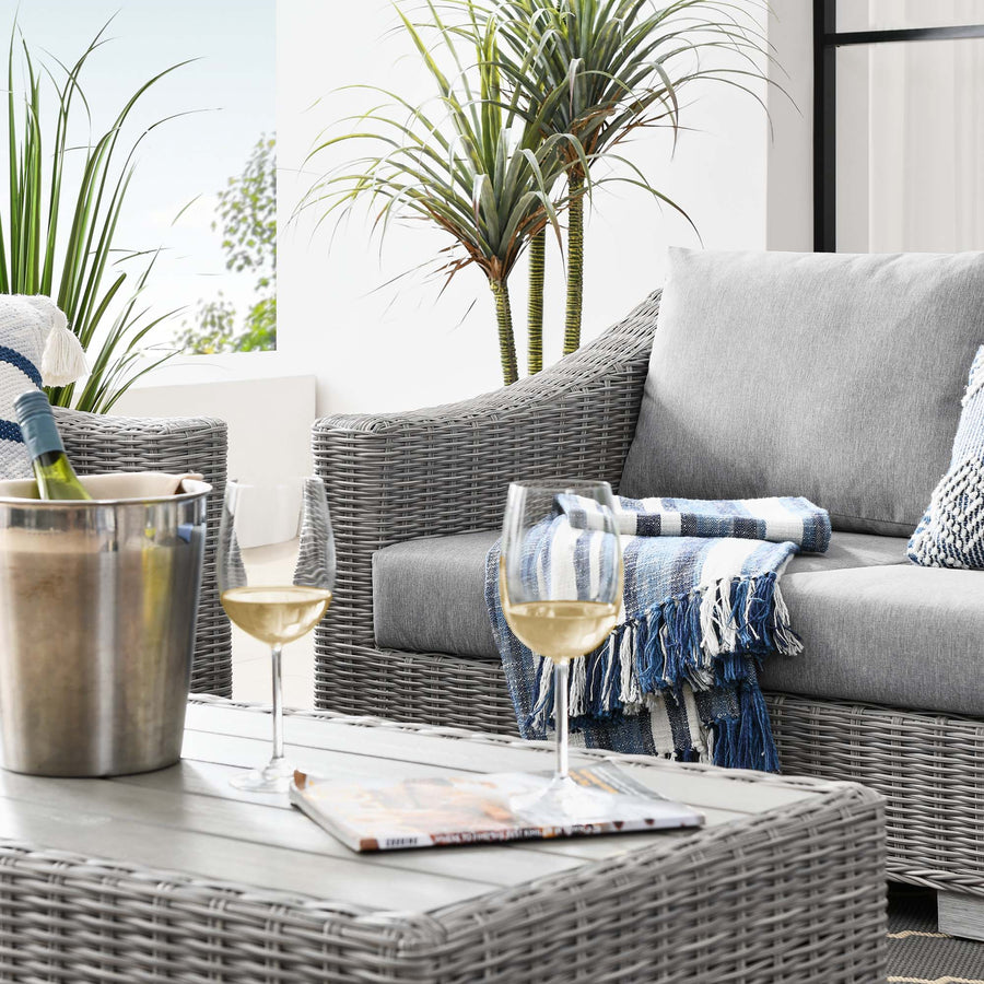 Harlow 4-Piece Outdoor Patio Wicker Rattan Furniture Set in Light Gray Gray