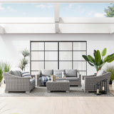 Harlow 4-Piece Outdoor Patio Wicker Rattan Furniture Set in Light Gray Gray