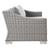 Harlow 4-Piece Outdoor Patio Wicker Rattan Furniture Set in Light Gray Gray