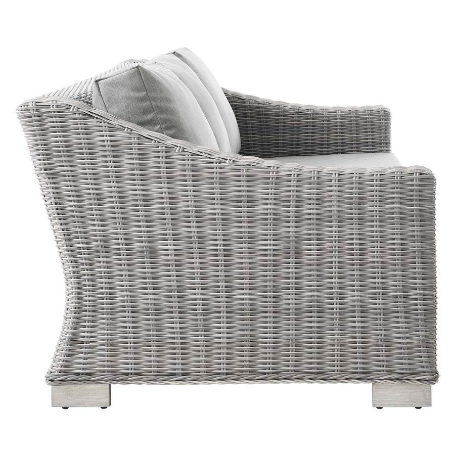 Harlow 4-Piece Outdoor Patio Wicker Rattan Furniture Set in Light Gray Gray