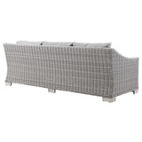 Harlow 4-Piece Outdoor Patio Wicker Rattan Furniture Set in Light Gray Gray