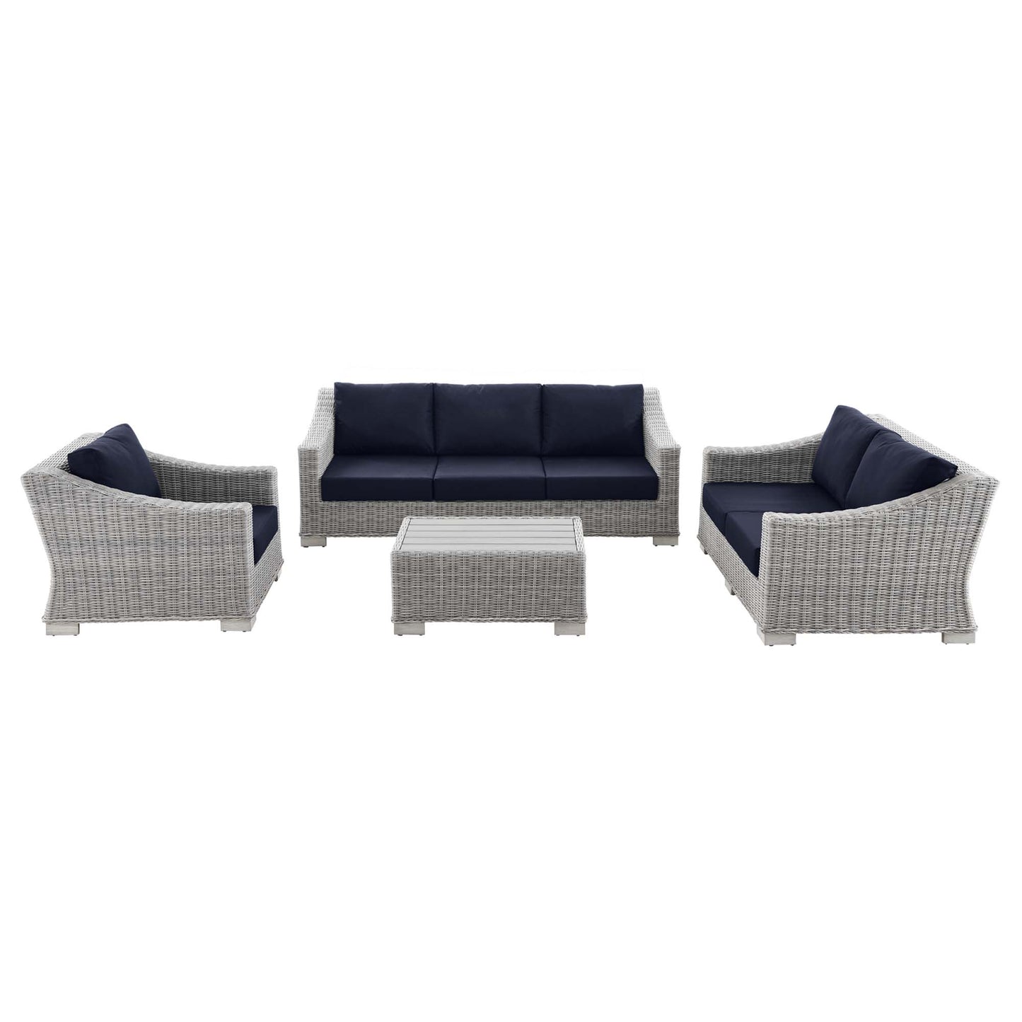 Conway 4-Piece Outdoor Patio Wicker Rattan Furniture Set by Furniture For America
