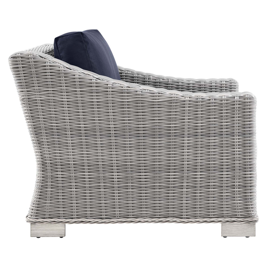 Harlow 4-Piece Outdoor Patio Wicker Rattan Furniture Set in Light Gray Navy
