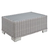 Harlow 4-Piece Outdoor Patio Wicker Rattan Furniture Set in Light Gray Navy